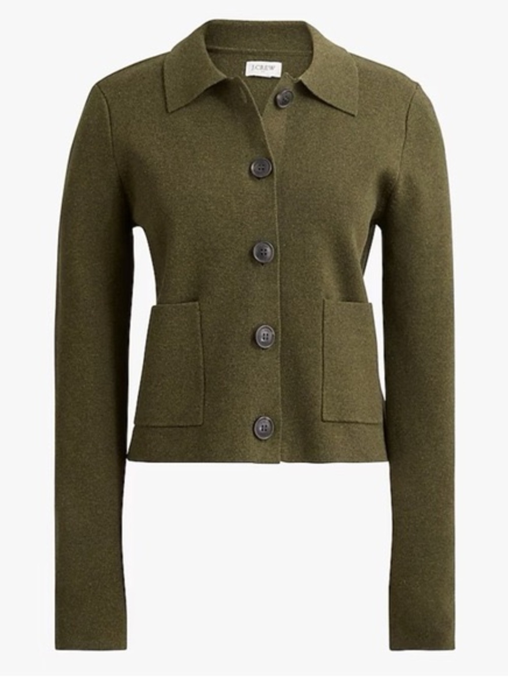 J. Crew Factory M Green Button-Front Polo Cardigan Sweater Jacket